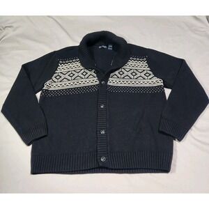 Ralph Lauren Chaps Mens XL Button Up Cardigan Fair Isle Cowl Fisherman Classic‎